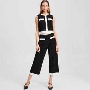 CONTRAST PIPING KNITTED PANTS