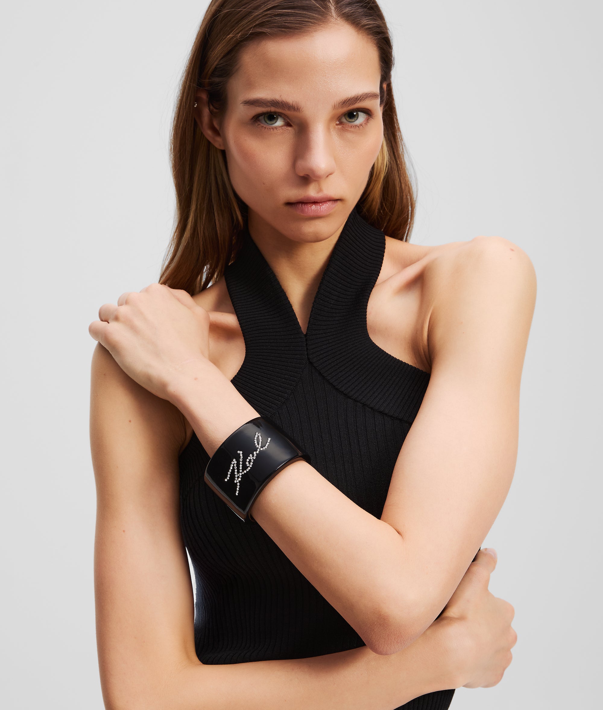 K/SIGNATURE RHINESTONES CUFF BRACELET - Image 2