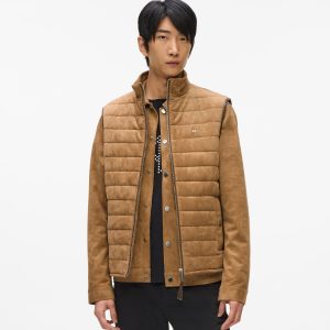 Quilted faux suede gilet