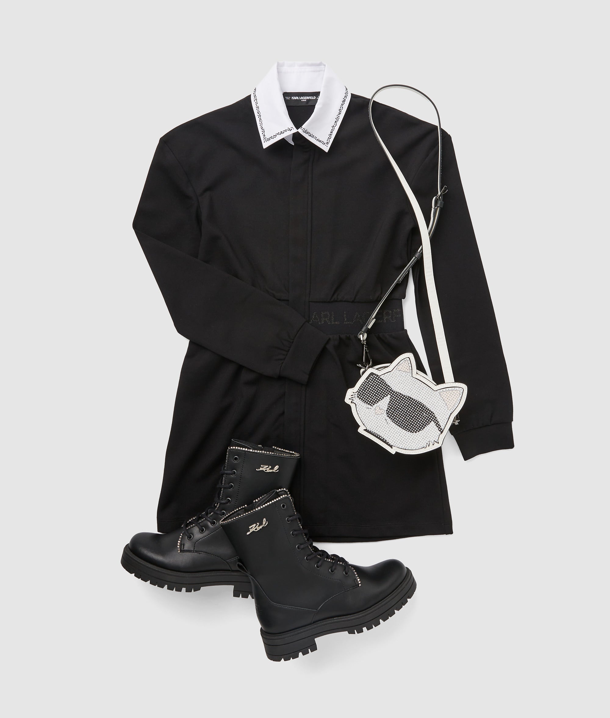 Girls contrast collar dress - Image 2